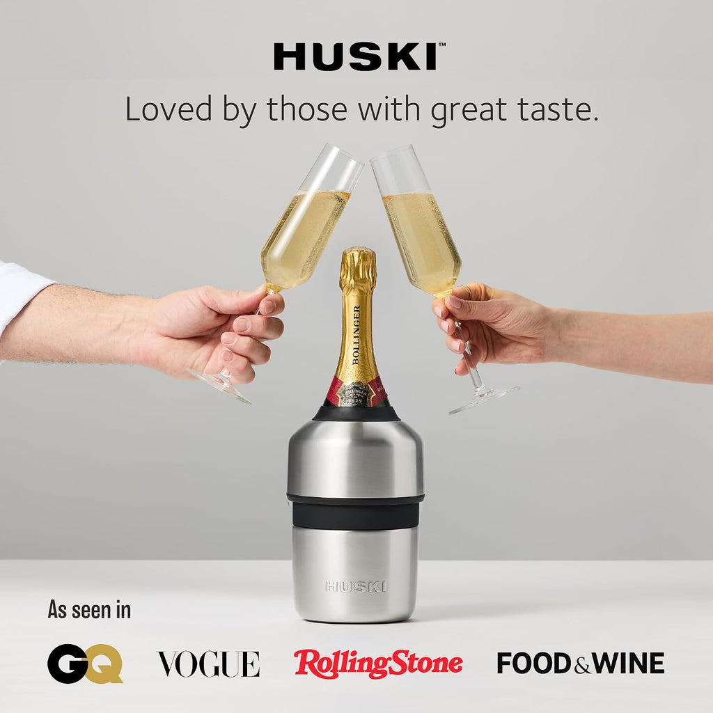 Champagne Chiller | NEW | Award-Winning Iceless Design with Detachable Bottle Stopper | Keeps Wine Cold up to 6 Hours