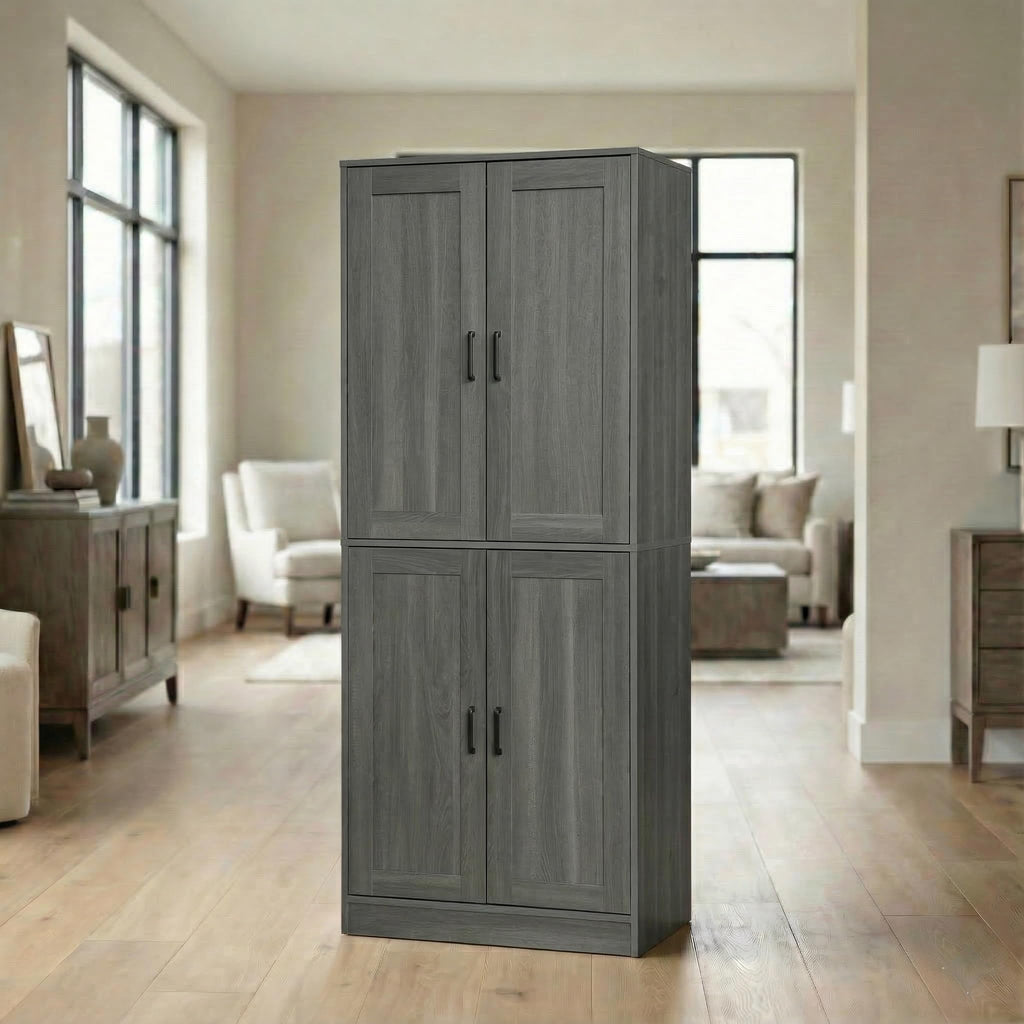 71" Tall Kitchen Pantry Cabinet, Freestanding Food Storage Organizer with Doors & Adjustable Shelves, Large Utility