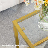 Glass Coffee Table, Gold Coffee Tables, Gold Glass Coffee Table,1 Layer Center Table, Modern, 39.4 x 19.7 x ...