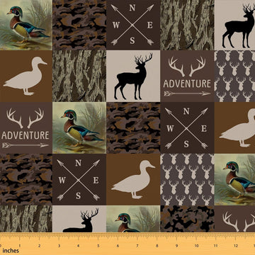 Duck Hunter Fabric by The Yard Brown Green Camouflage Upholstery Decorative Fabric Deer Hunting Material for DIY