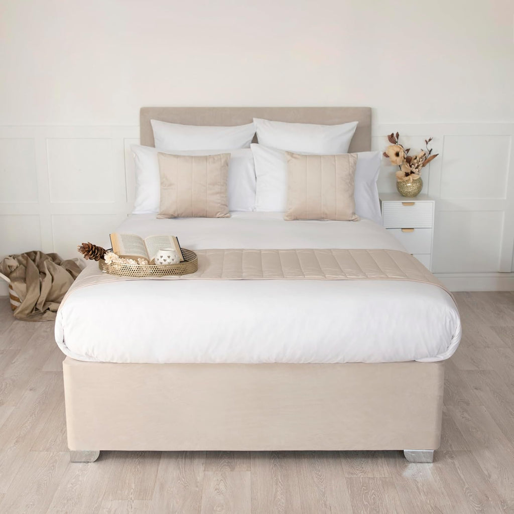 Faux Suede Box Spring Cover (Linen, King/Cal King/Olympic Queen) | Transform Your Bed with This Fully Elasticated