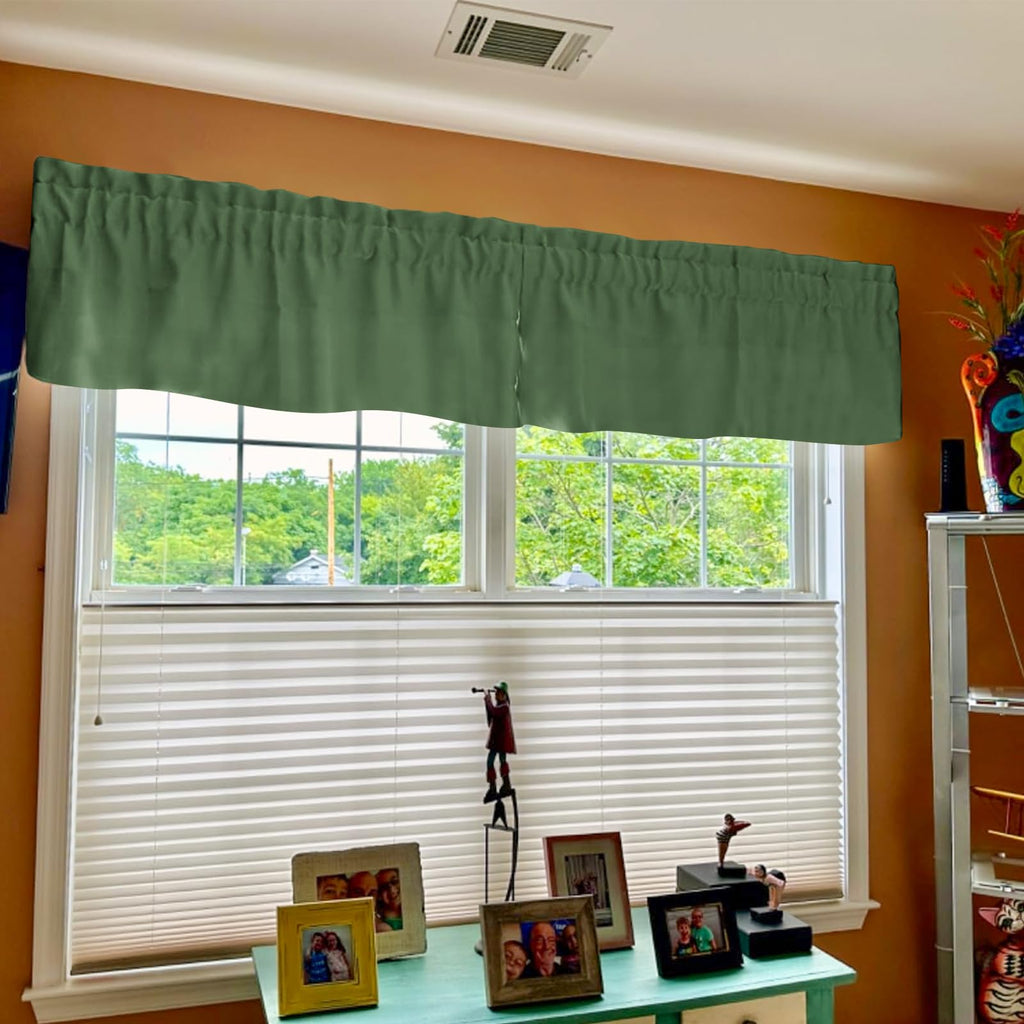 4 Panels Bronze Green Blackout Curtain Valances, 42" x 18"
