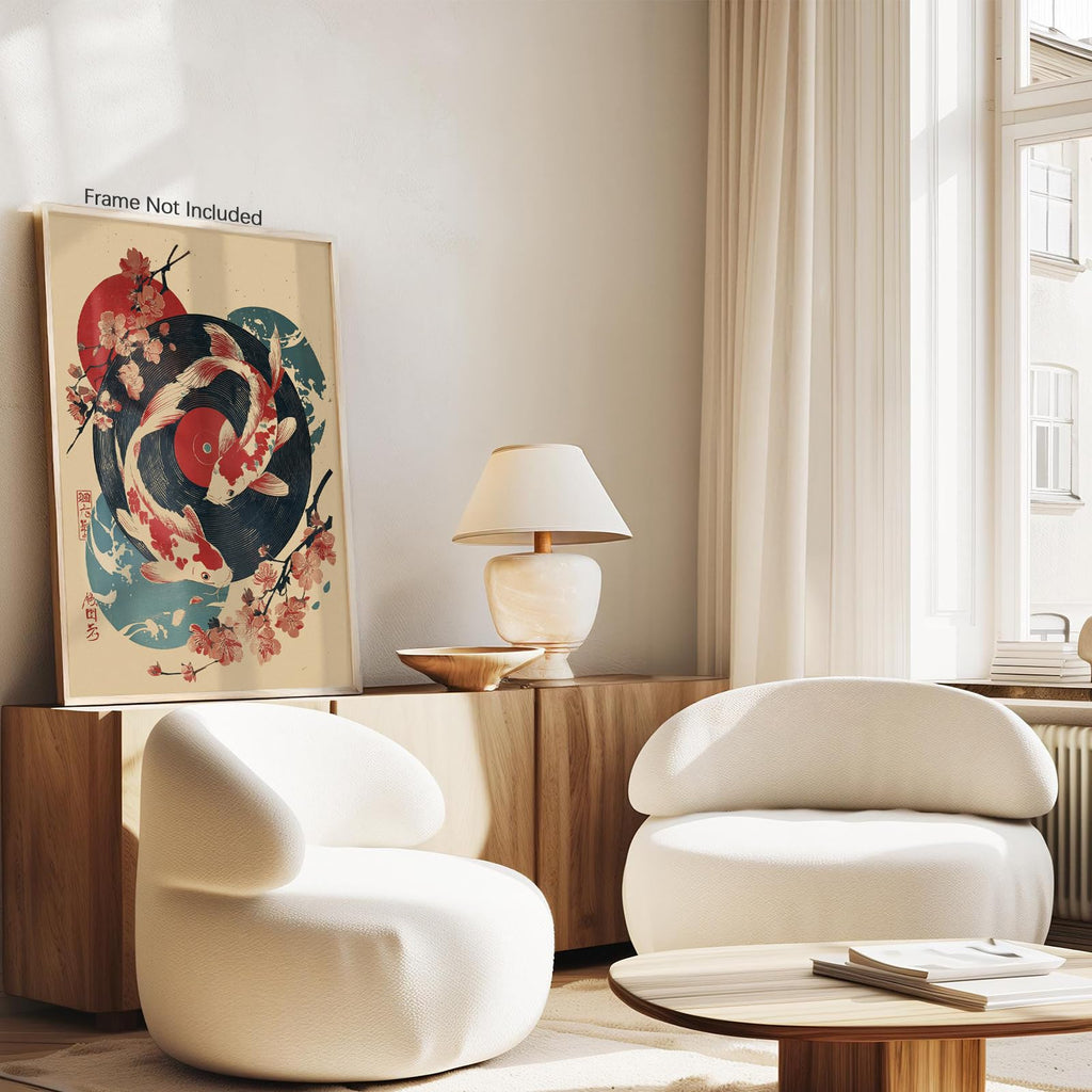 Japanese Canvas Wall Vintage Koi Fish Posters Modern Vinyl Music Print Funny Tokyo Cherry Pictures Oriental Animal