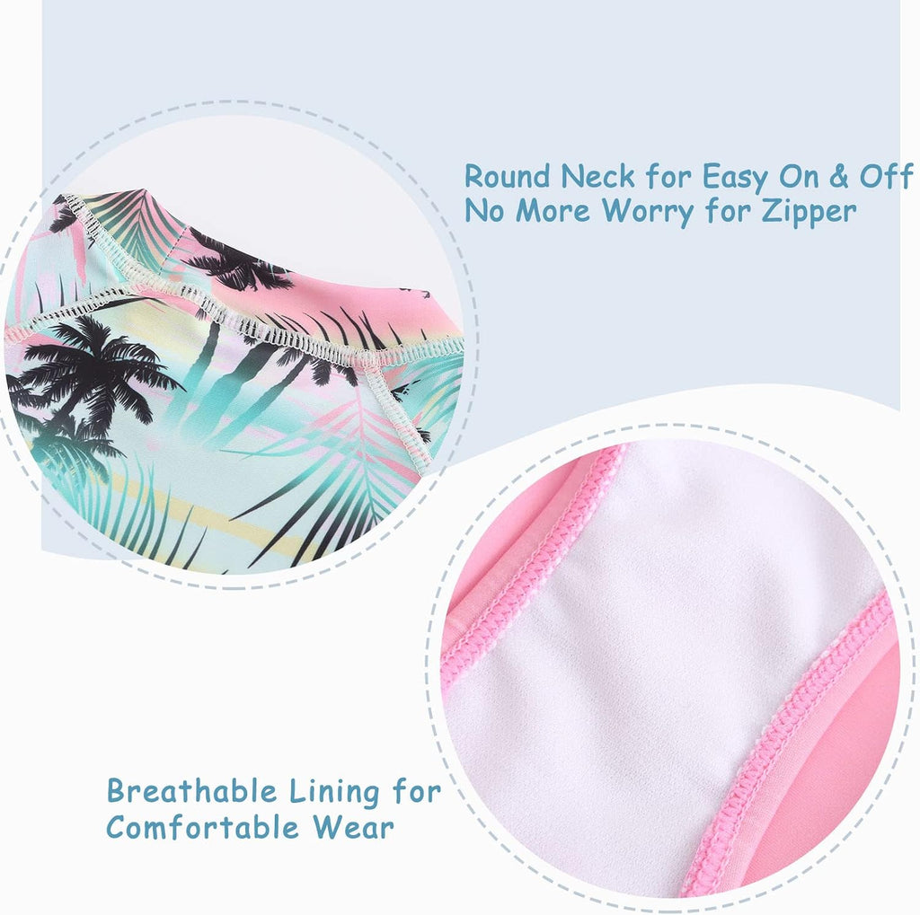 Girls 3 Piece Swimsuits Set Long Sleeve Rash Guard Tankini Bathing Suits for Girls Beach Swimwear Set