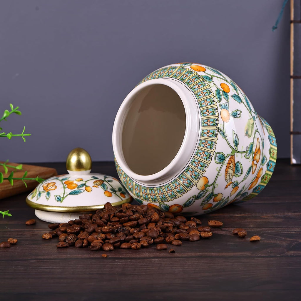 Handcrafted Enamel Ginger Jar-Vibrantly Colored Chinoiserie Vase,Blue and White Porcelain Ceramic Decorative Jar