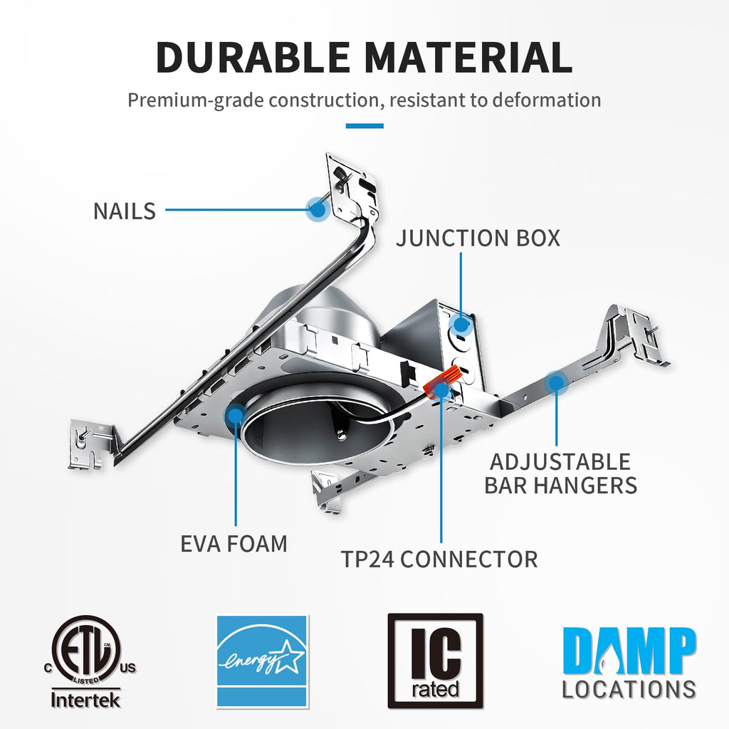Mw 24 Pack 4 Inch Can Lights Housing New Construction, Recessed Can Housing for Ceiling, Air Tight Ceiling Can