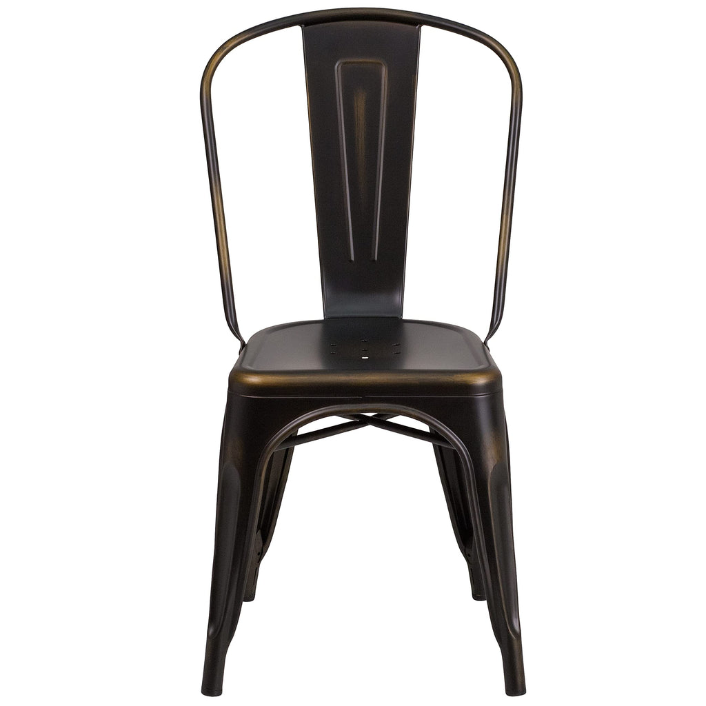 Distressed Copper Metal Indoor/Outdoor Stackable Chair