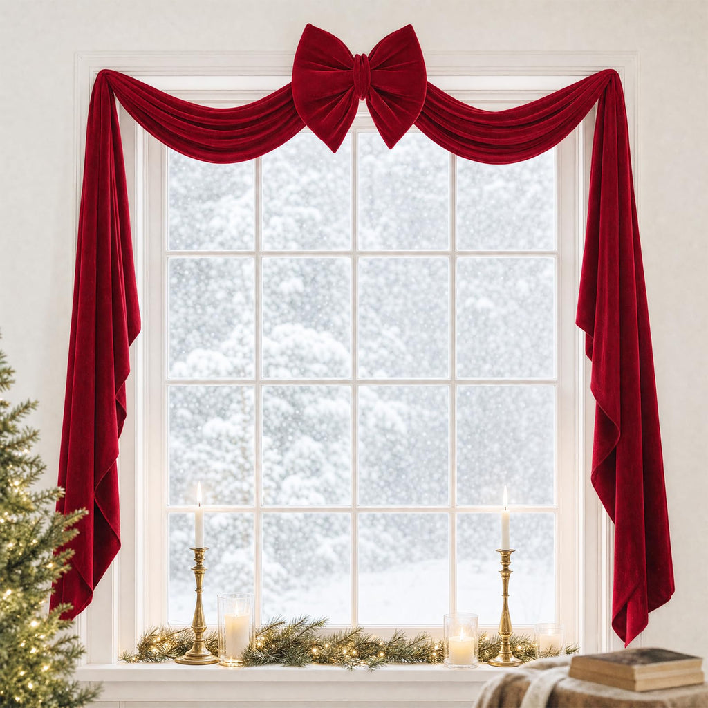 Christmas Decorations - 8FT Giant Red Velvet Christmas Tree Topper Bow