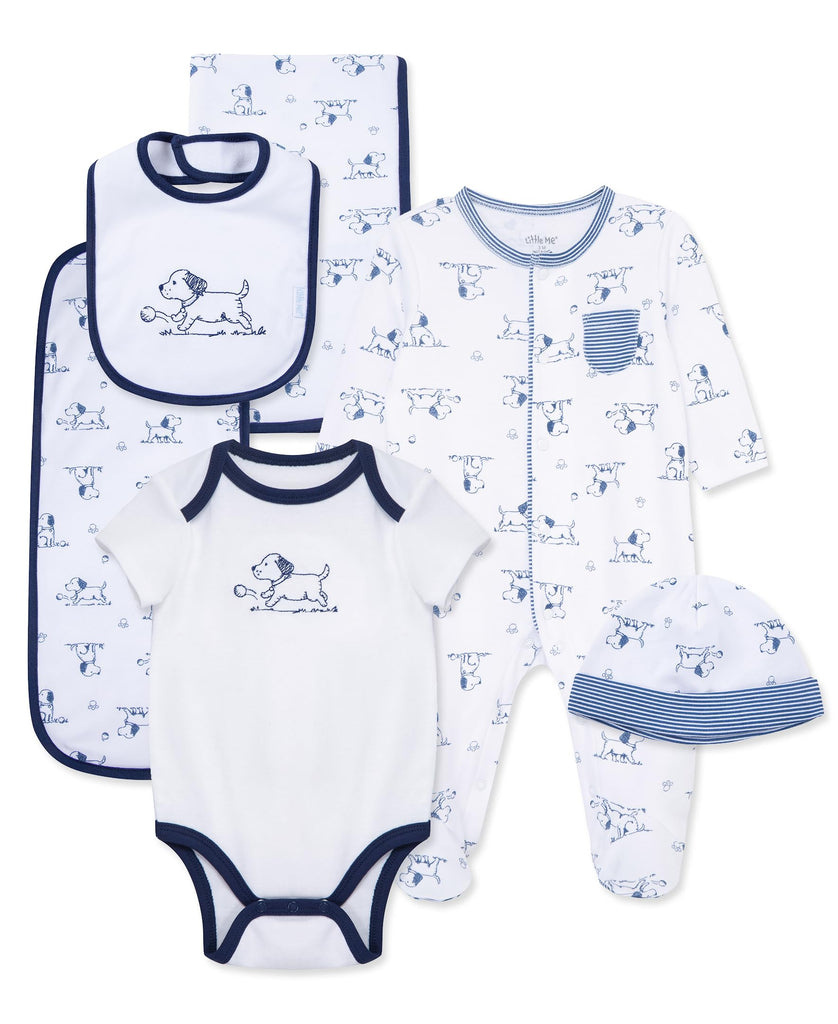 Me Baby Boys & Girls 6-Piece Layette Gift Set, Blue Puppy, Newborn
