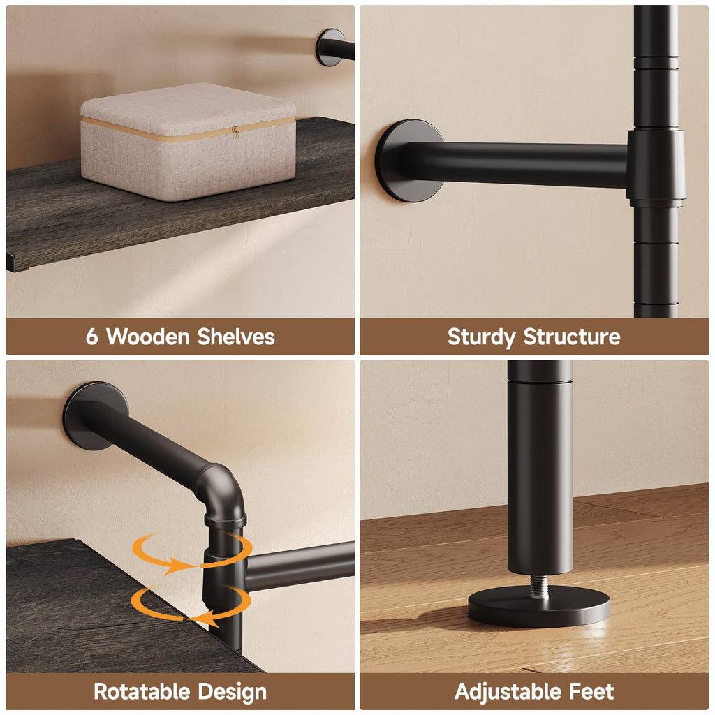 T4 Closet System with Stepless Dimmable LED Light (Black Gray Oak)