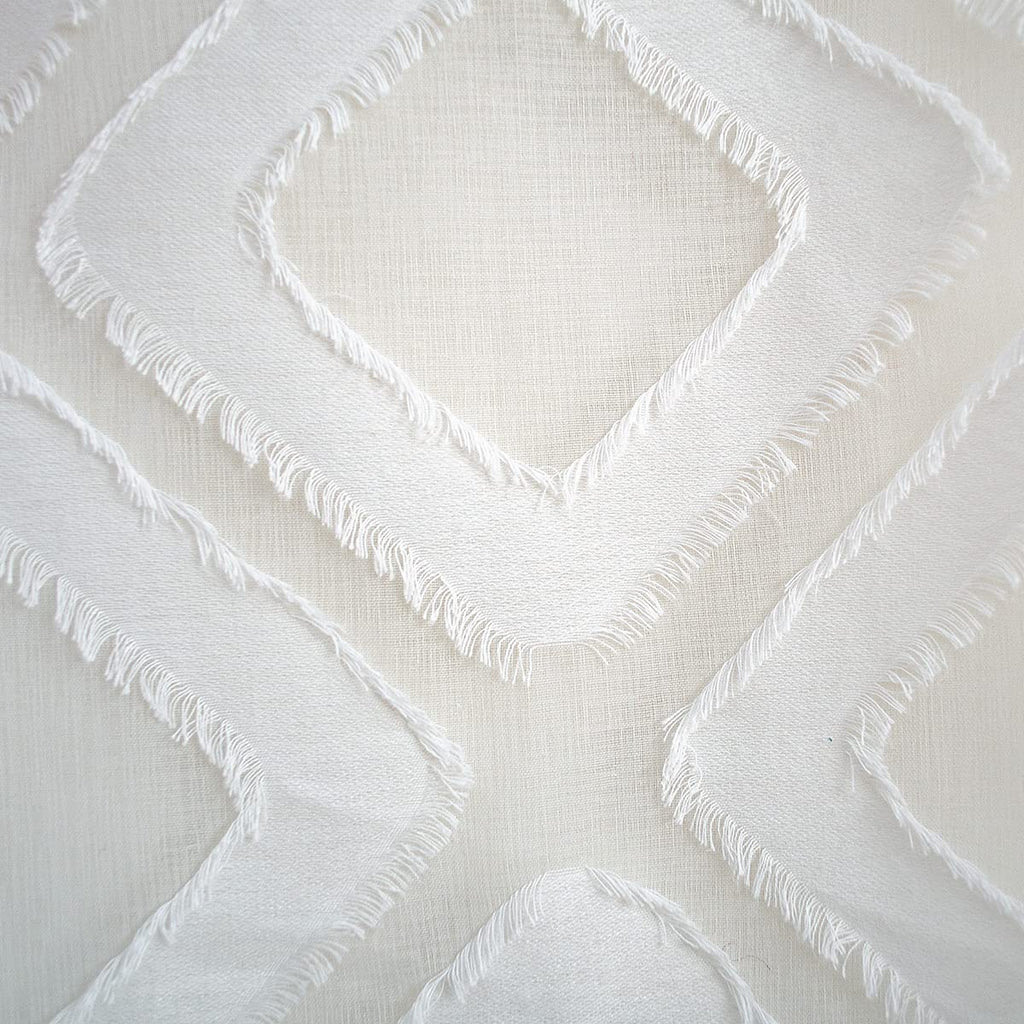 Shaggy Sheer White Curtains 84 inches Long, Diamond Patterned White Drapes Geometric Faux Linen Sheer Curtains