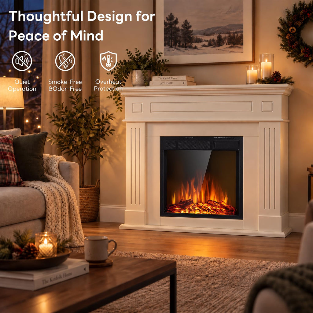 Electric Fireplace with Mantel, Classical Cream, (43inch)