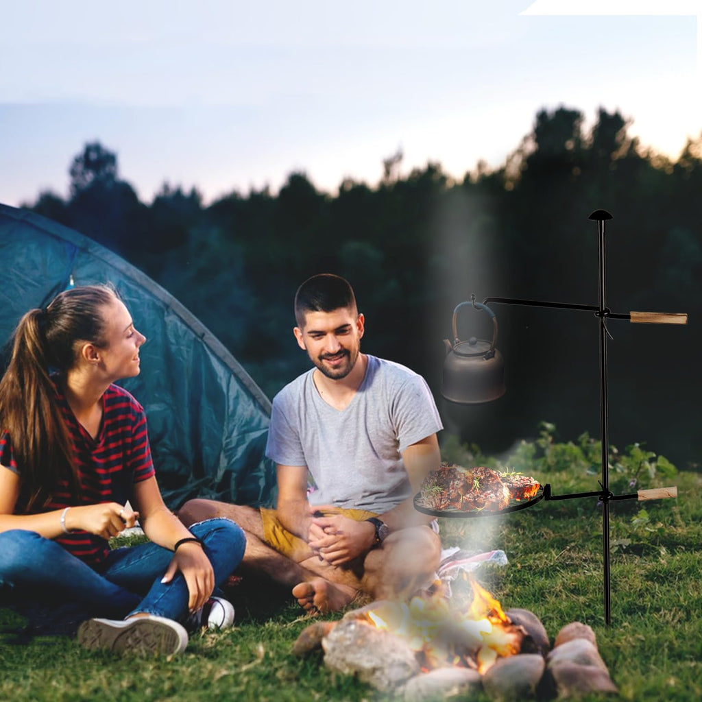 Swivel Campfire Grill Grate Heavy Duty Camping Grill 360° Adjustable Over Fire Pit Grill for Outdoor Barbecue Camping