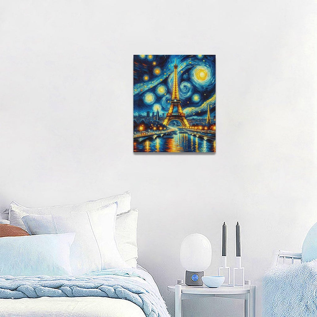 Eiffel Tower Wall Starry Night Paris Pictures Wall Decor Abstract Eiffel Tower Canvas Painting Print Home Modern