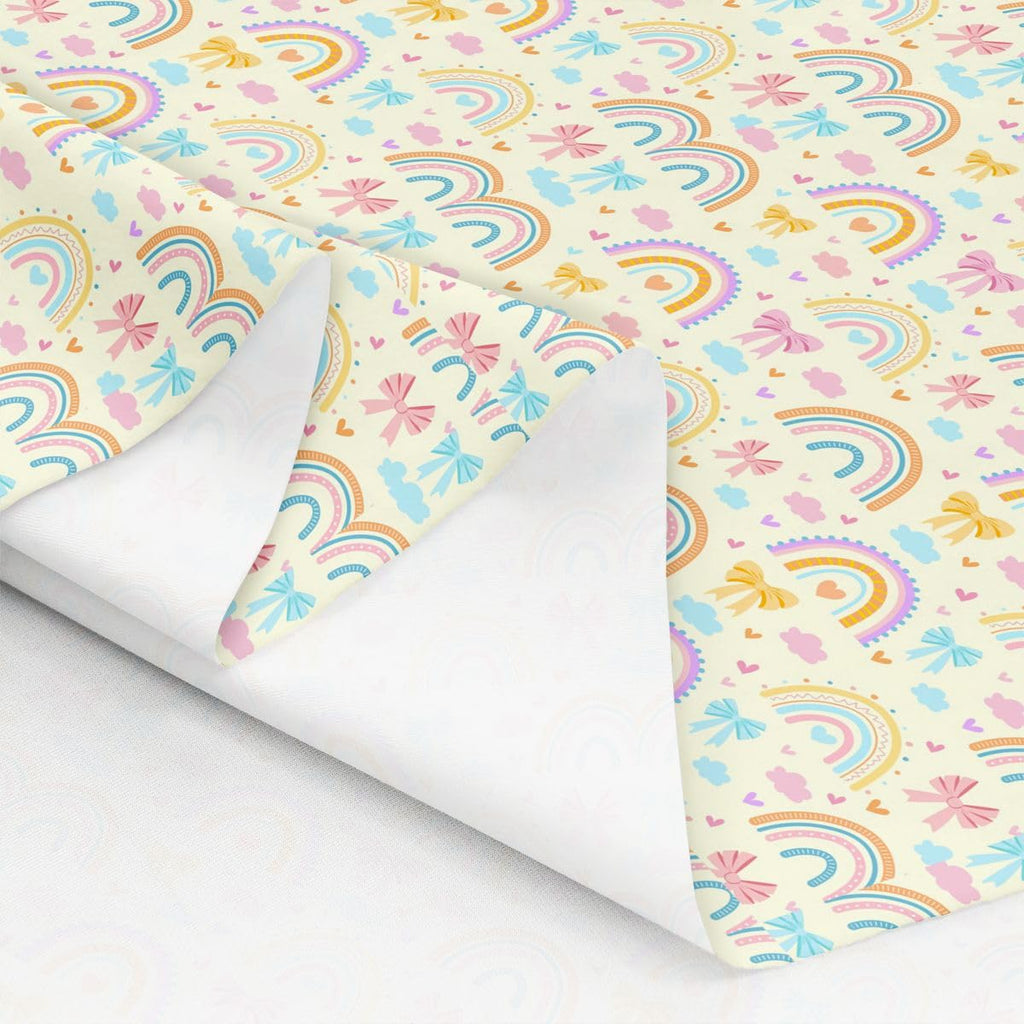 Rainbow Fabric by The Yard, Cute Princess Bow Tie Printed DIY Art Fabrics, Colorful Bowknot Pattern Decorative