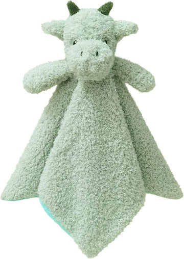 Baby Green Dragon Soft Stuffed Animal Security Blanket, Plush Dinosaur Character Lovey Blanket, Baby Shower/Nursery