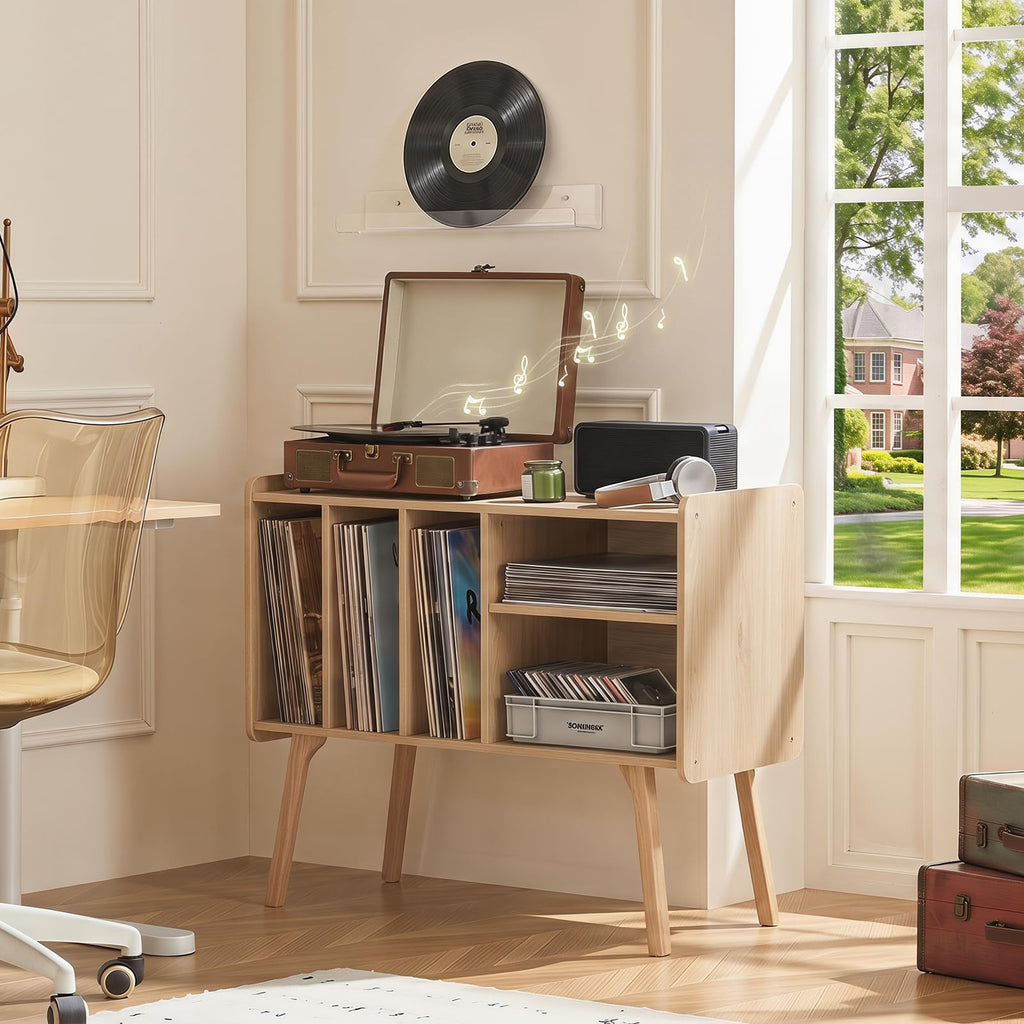 Large Record Player Stand, 32" Turntable Stand, Nature