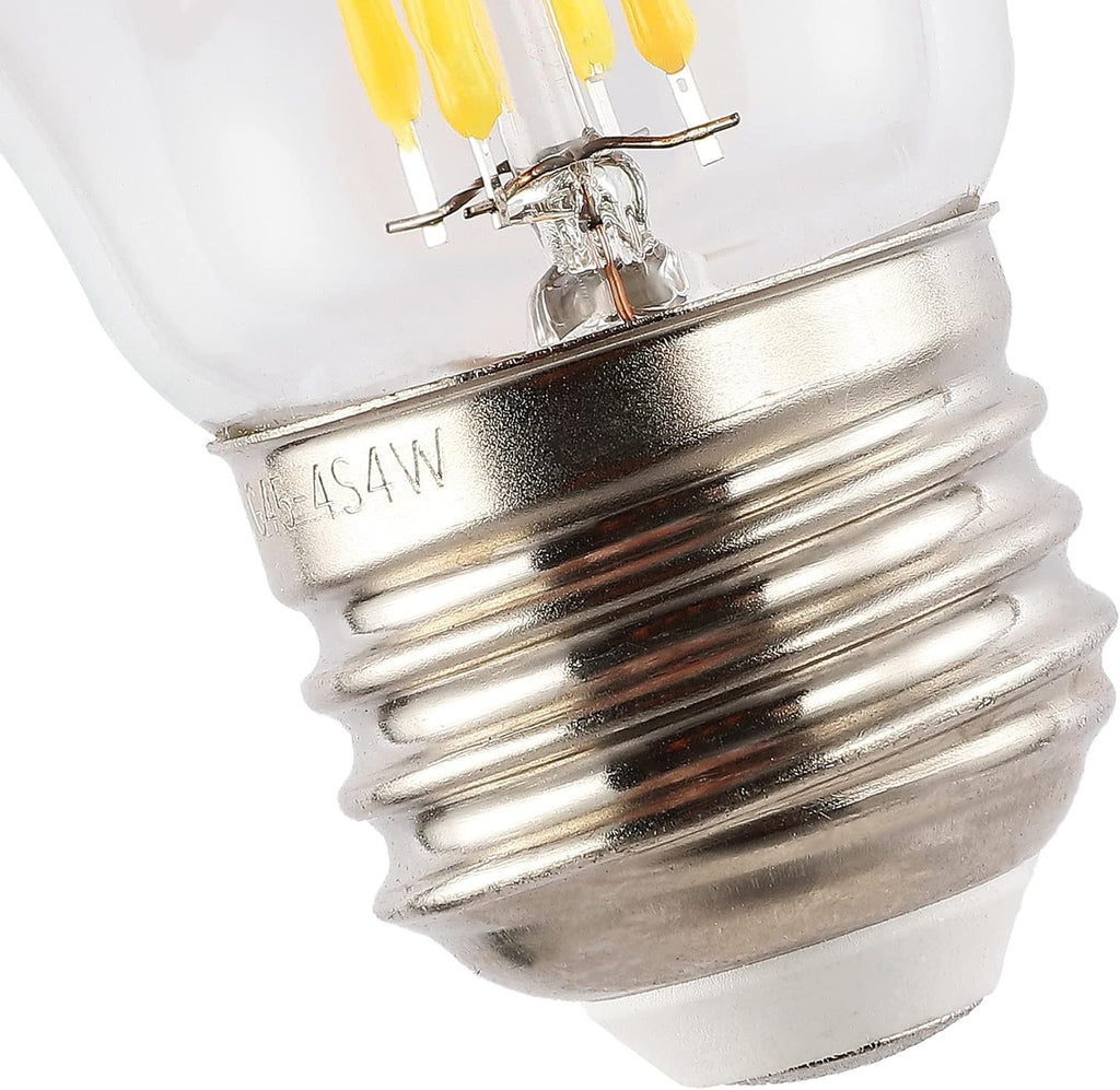 4W LED Edison Light Bulbs Round Clear Glass E26 Base, Pack of 6
