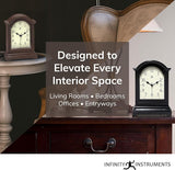 Infinity Instruments Miniature Grandfather Clock for Mantle, Vintage Tabletop Clock with Antique Design, 9"x6", Black