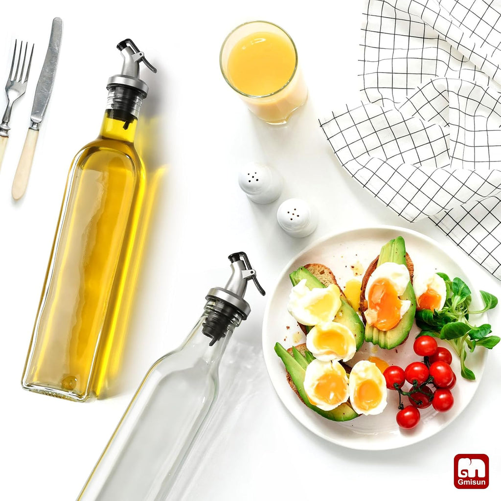 Olive Oil and Vinegar Dispenser Bottle Set, 2 Pack Oil and Vinegar Dispenser Bottle, 17oz Kitchen Oil Dispenser - Set of 2
