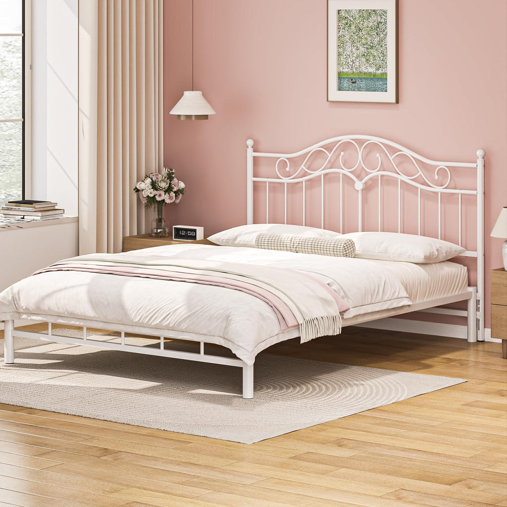Headboard Only, Vintage Metal Headboard for Bed White