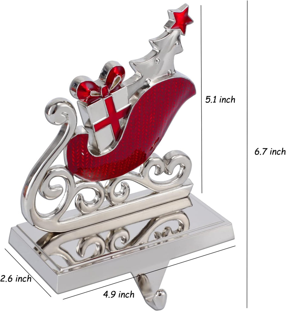 Set of 4 Reindeer Christmas Stocking Hangers for Mantel Xmas Stocking Hooks for Fireplace Mantle,Metal Free Standing