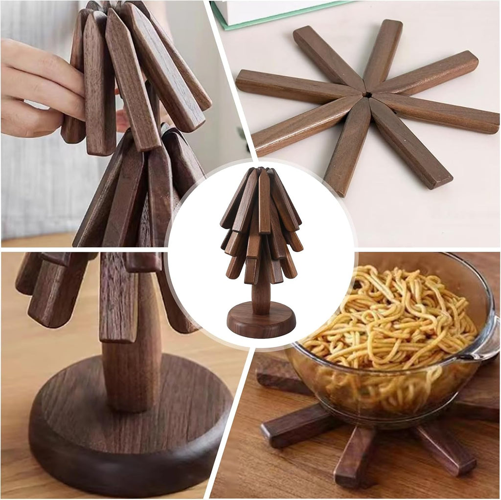 Wooden Tree Coasters, Trivets for Hot Dishes, Wooden Tree Trivet Set - Set of 3