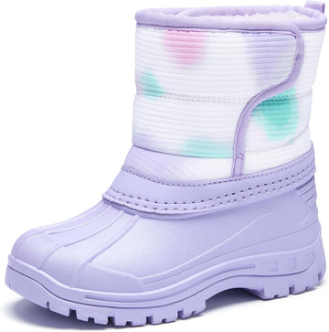 Girls Snow Boots Waterproof Easy-On Non-Slip Winter Boots