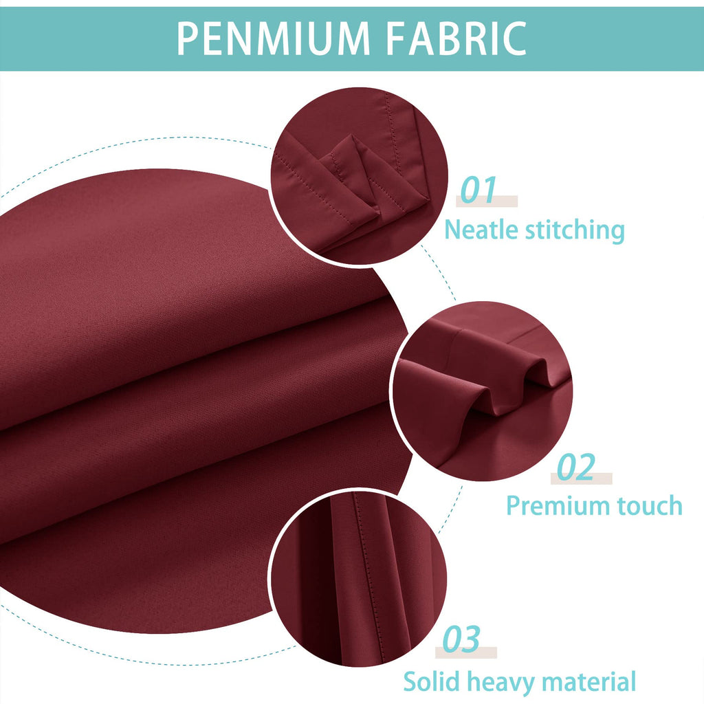 Outdoor Windproof Curtains Thermal Insulated Noise Reducing Lightproof Blackout Draperies Grommet at Top and Bottom