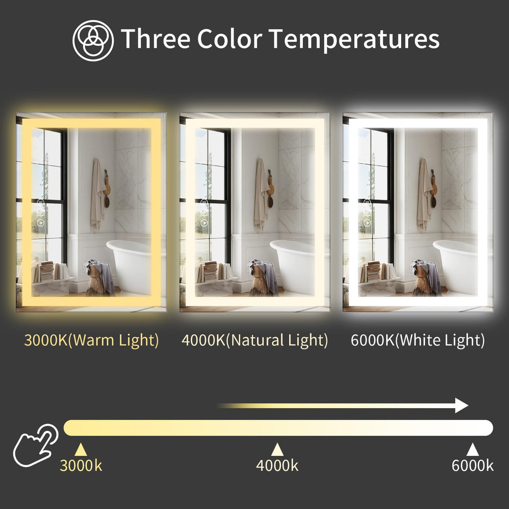 60x36 LED Bathroom Mirror, Shatterproof Mirror with Light