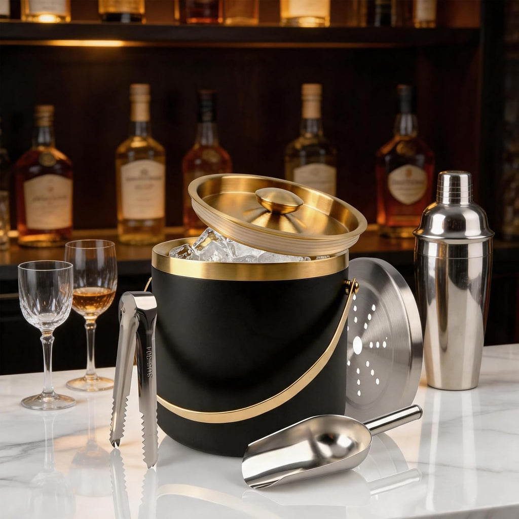 3L Double Wall Insulated Ice Bucket for Parties, Champagne Bucket with Lid - Set of 4