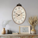 MODE HOME Large French Country Oval Wall Clock for Living Room Decor, Rustic Farmhouse Wall Clock Decorative
