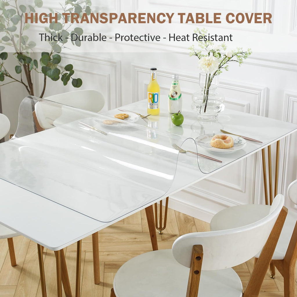 Clear Table Cover Protector 36 x 60 Inch, 1.5mm Thick Plastic Mat