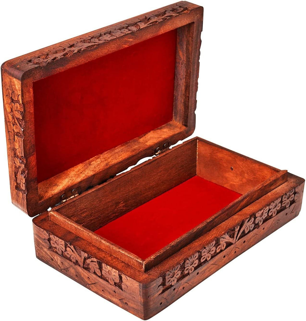 Handmade Wooden Jewelry & Keepsake Box, Decorative Storage Box, 8 x 5 Inch