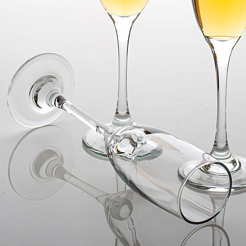 Set of 12, Champagne Glasses, 6 Ounce Champagne Flute, Lead-free Drinkware, Clear