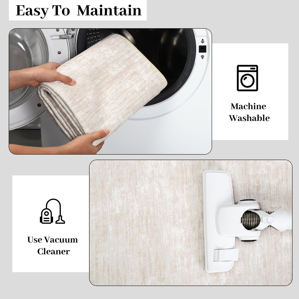 Modern Runner Rug 2.5x8 Stain Resistant Washable Kitchen Runner Carpet ith Rubber Backing Low Pile Contemporary Solid