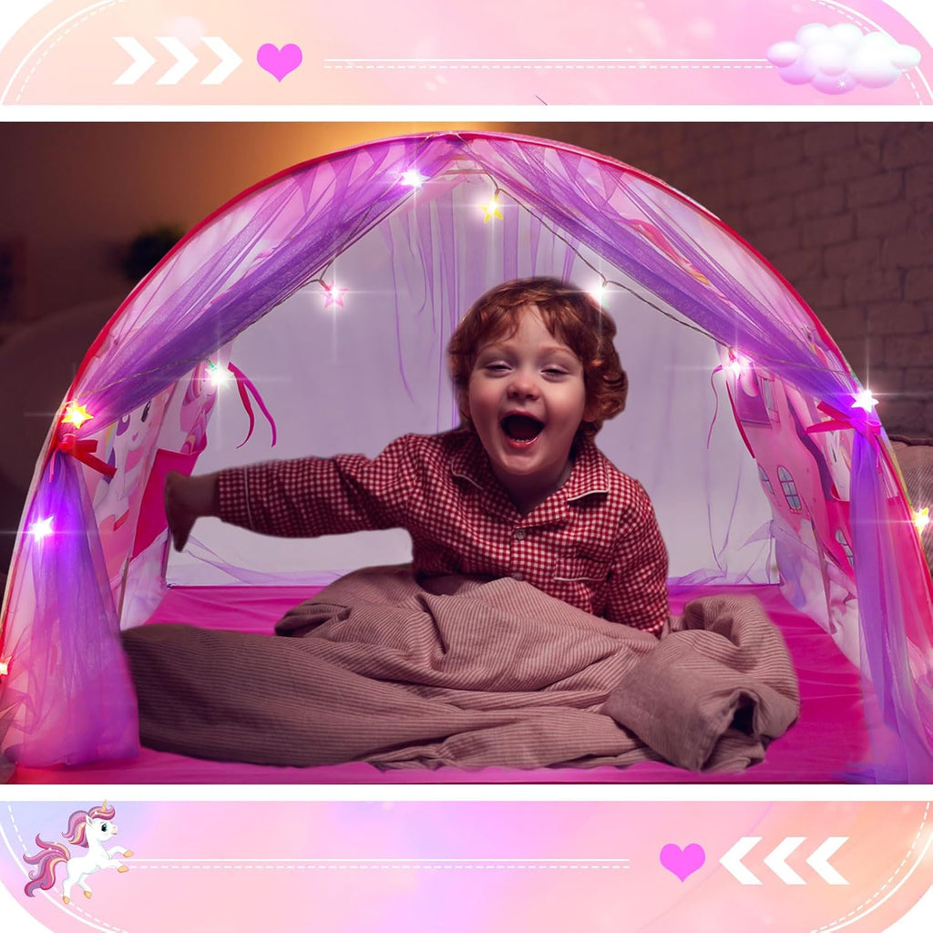 Unicorn Bed Tent Kids Twin Tent Reading Corner Castle Playhouse