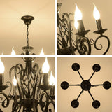 Black French Country Chandelier,6 Lights Farmhouse Candle Iron Chandeliers,Vintage Metal Pendant Light Fixture for Kitchen Island,Dining Room,Bedroom A109-B07S8P1D9P