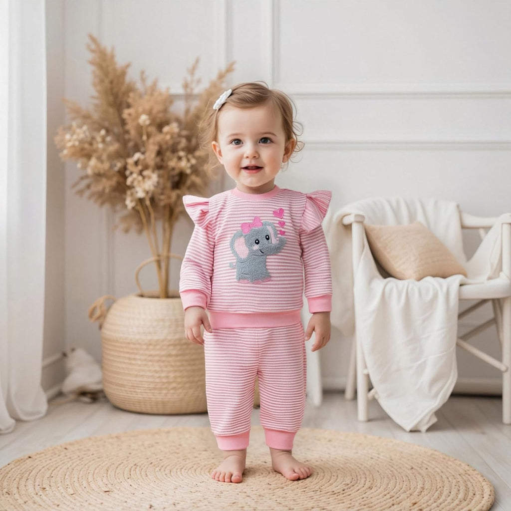 Newborn Toddler Baby Girl Outfit Ruffle Shirt and Pants Clothes