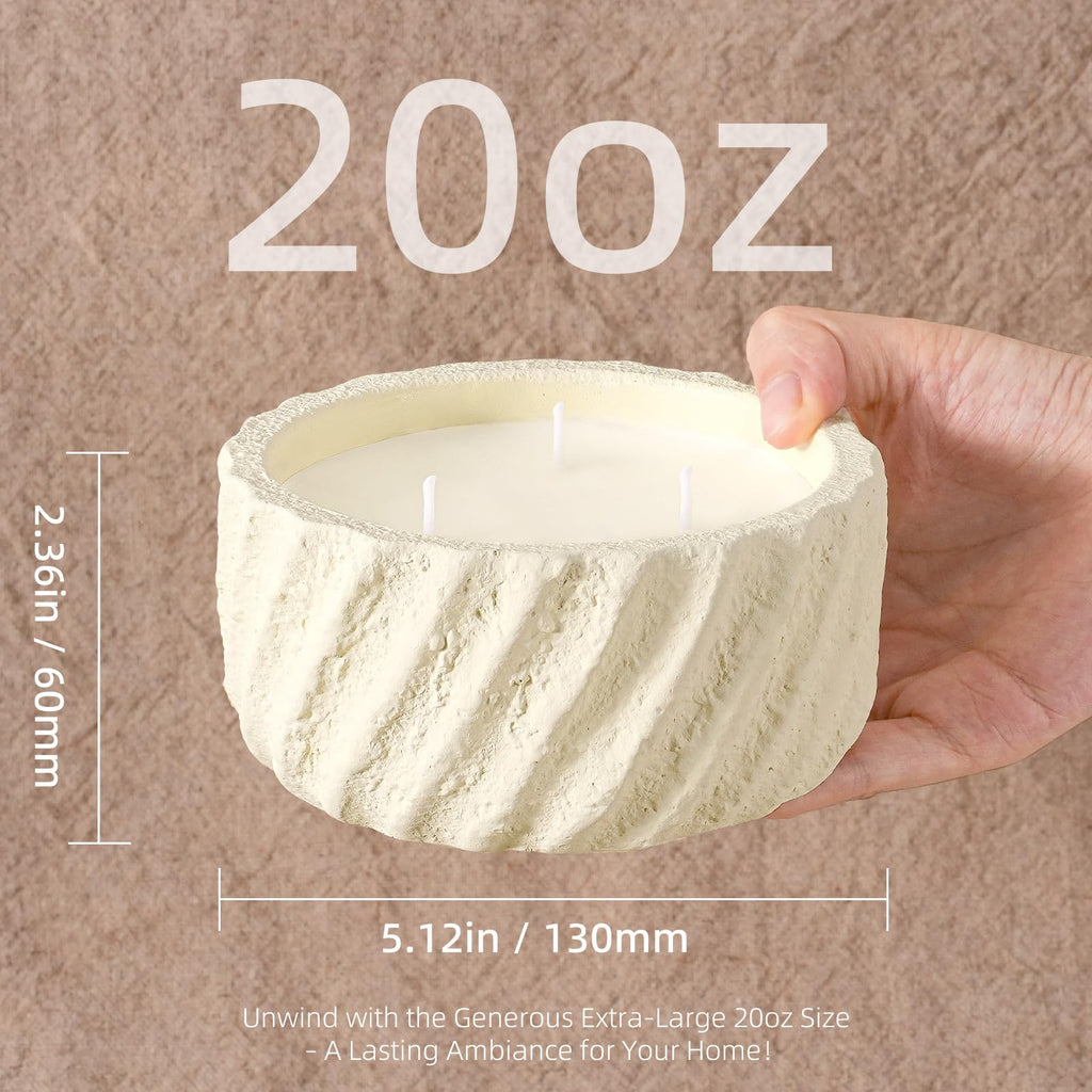 Large 20oz Fall Scented Candle - Creamy Vanilla, 3 Wick Non Toxic Soy Candles for Women, Matte Ivory White Ceramic
