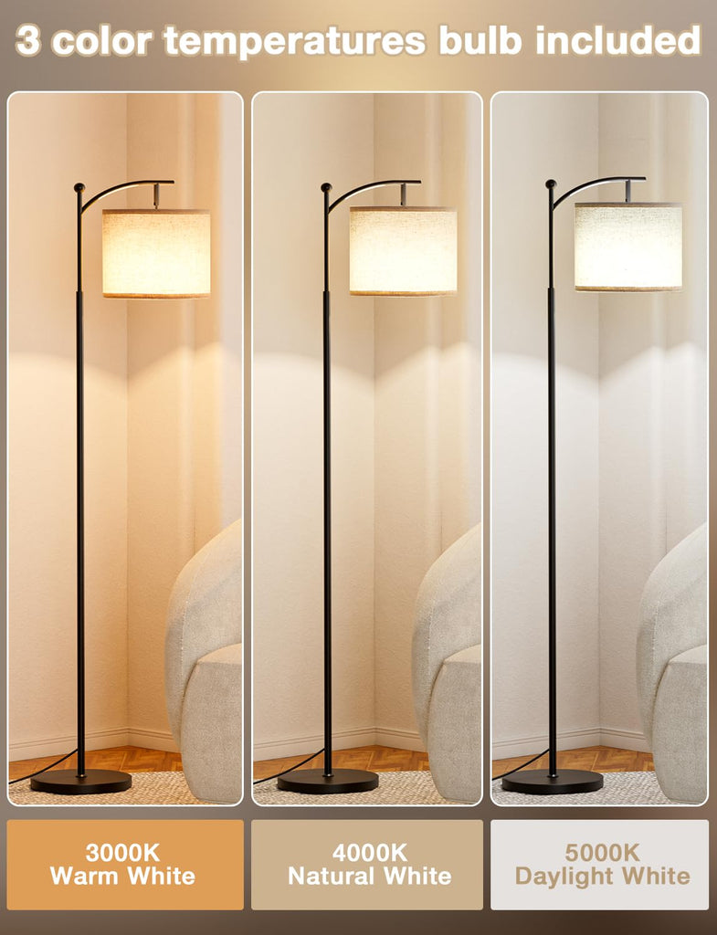 60" Modern Floor Lamp with Beige Shade, 9W LED Bulb