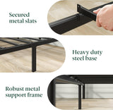 Leonardo Metal Platform Bed Frame, Victorian Spindle Style Headboard and Footboard, Heavy Duty Bed Base
