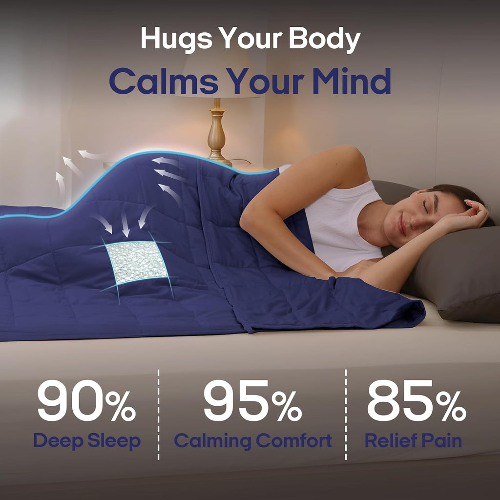 Weighted Blanket for Adults (80"x87", 20lbs, Dusk Blue) | King Size High Breathability Cooling Heavy Blanket, Soft