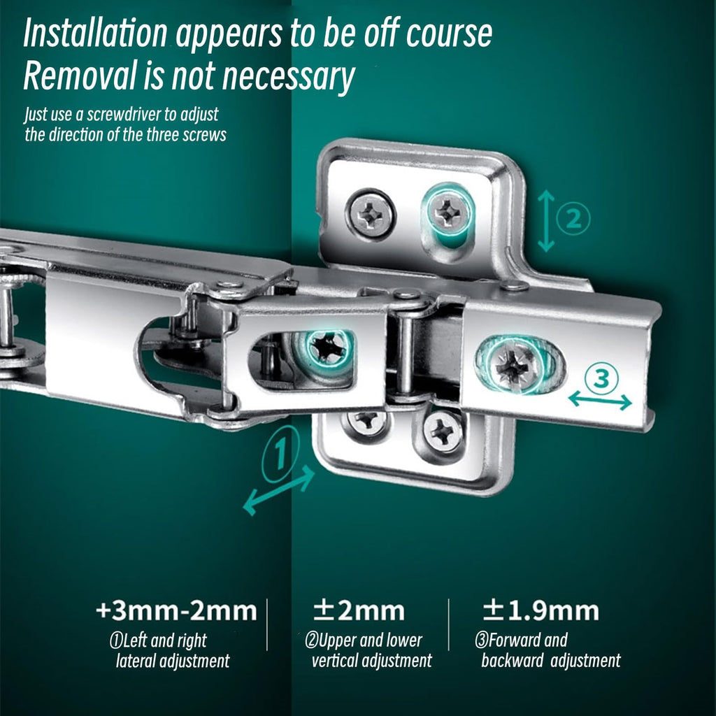 175 Degree Kitchen Cabinet Hinges (1 Pair, 2 PCS) Concealed Hydraulic Adjustable Mounting, Soft Closing Nickel-Plated