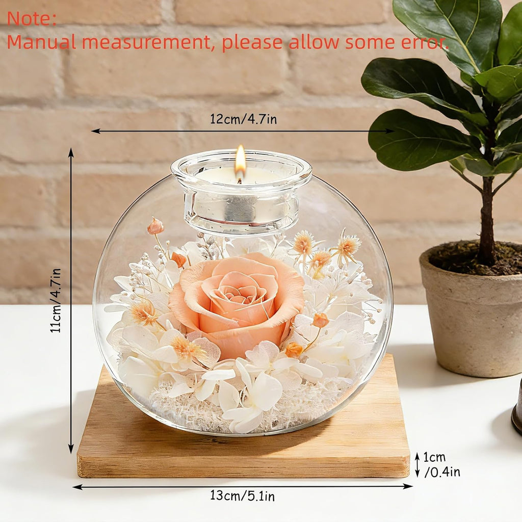 Preserved Rose in Glass Dome with 18 Scented Candles Gift Set for Women