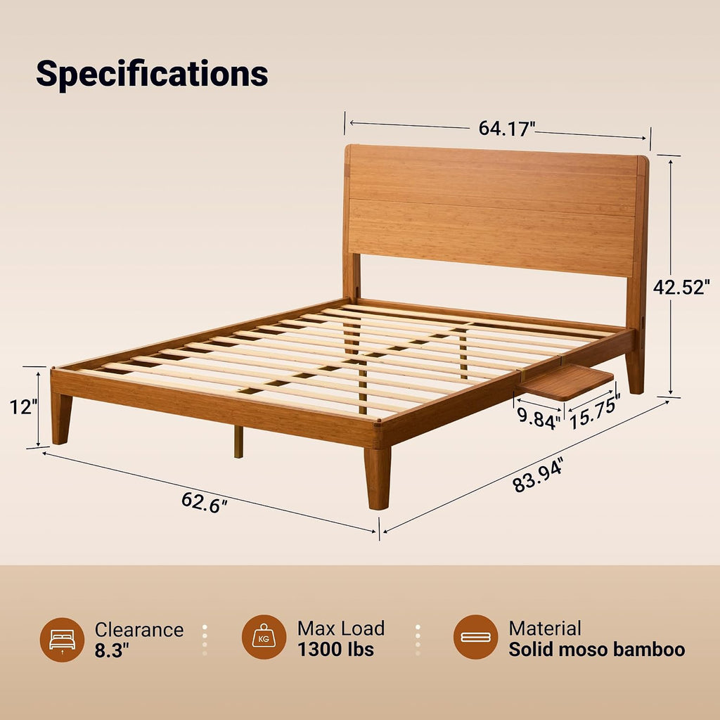 Bamboo Japanese Joinery Bed Frame with Headboard