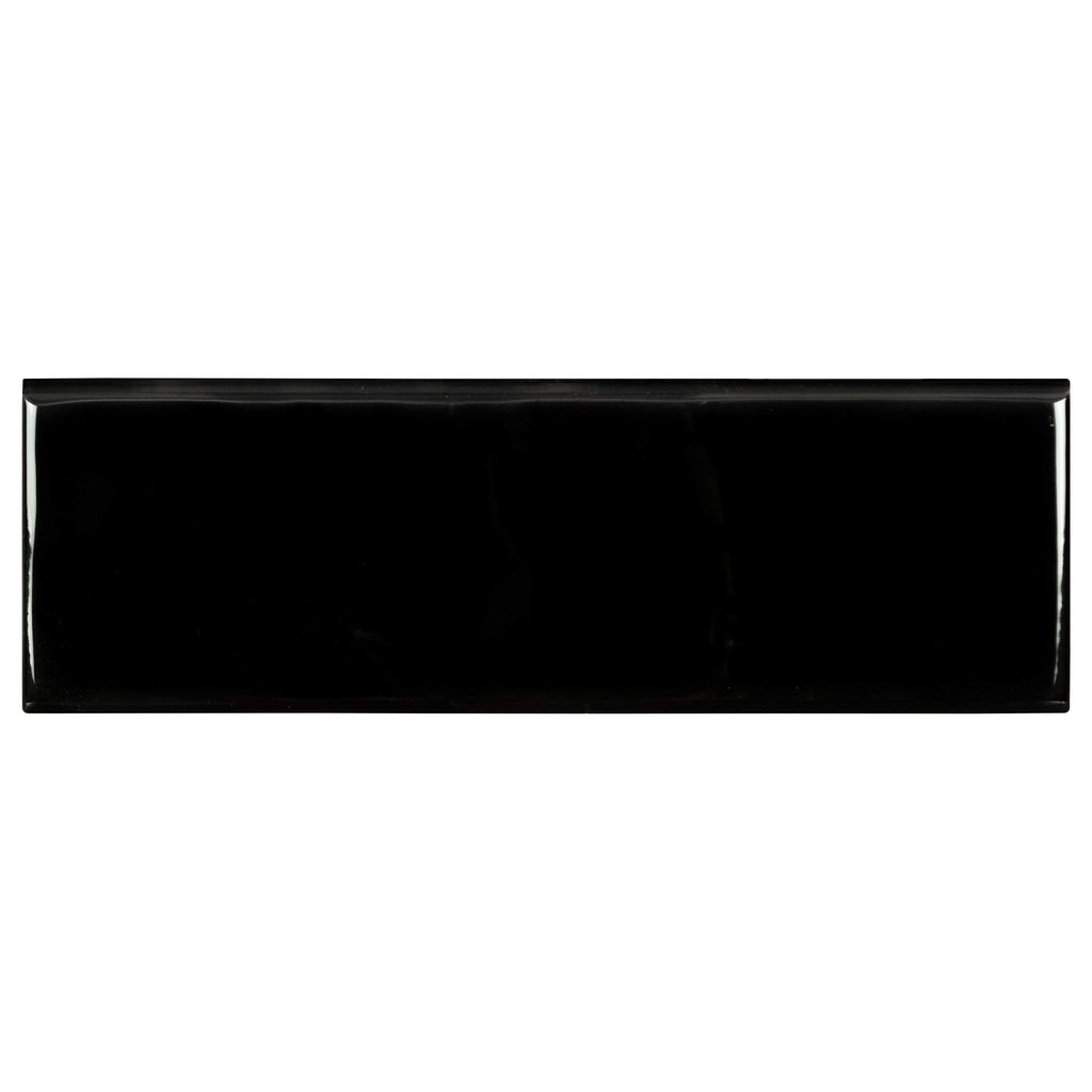 Urbano Ink 4 in. x 12 in. Glossy Bullnose Ceramic Subway Wall Tile, Backsplash, Shower, and Accent Wall