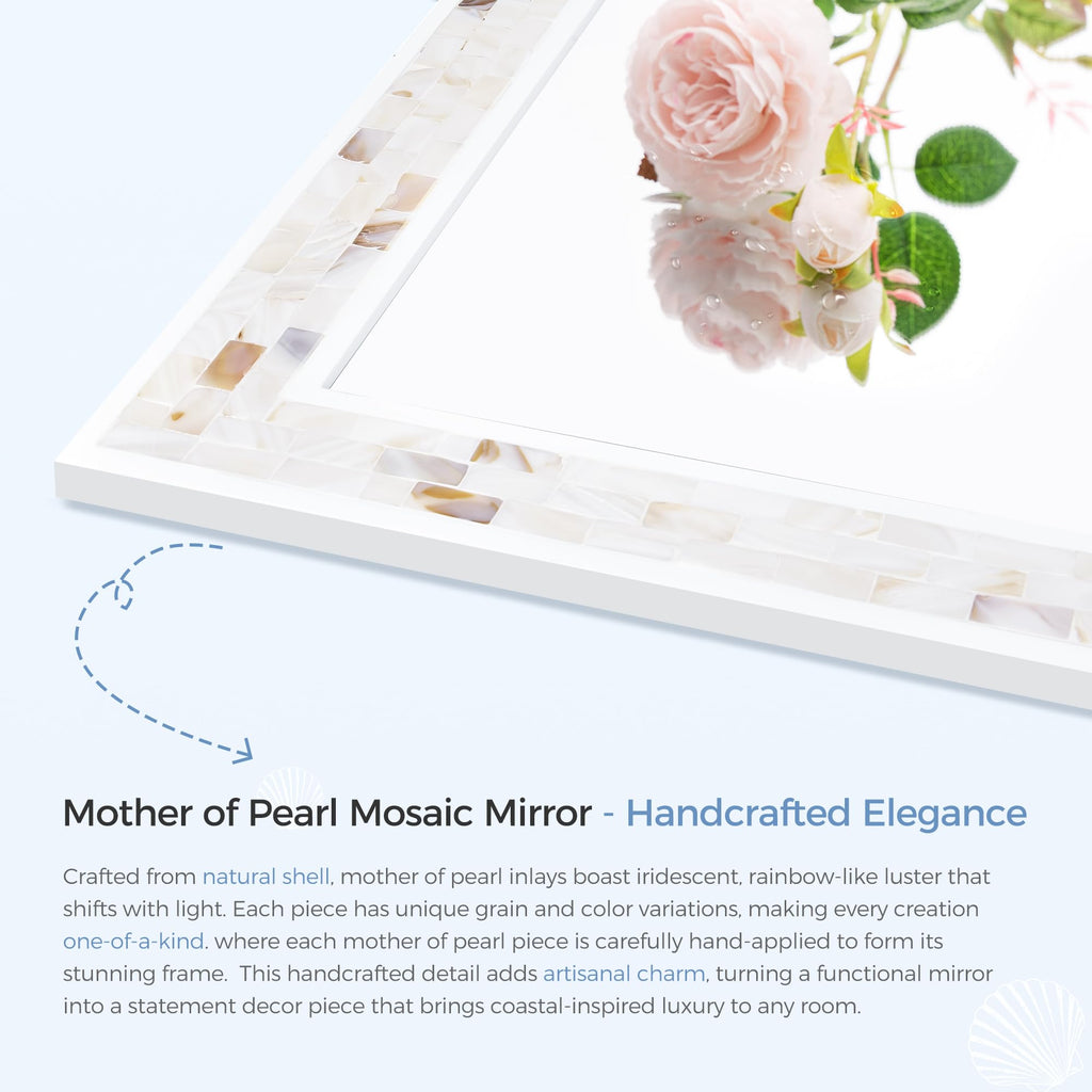 Arched Mirror 24x36 Inch with Shell Frame