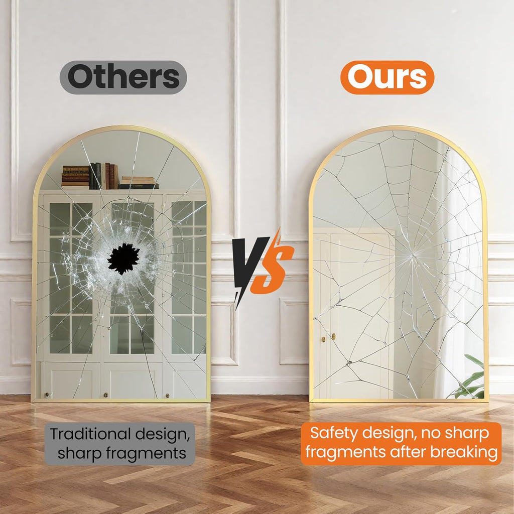 20"x30" Arched Gold Bathroom Mirrors for Wall, Bathroom Mirrors for Over Sink, Metal Framed with HD Shatter-Proof Glass