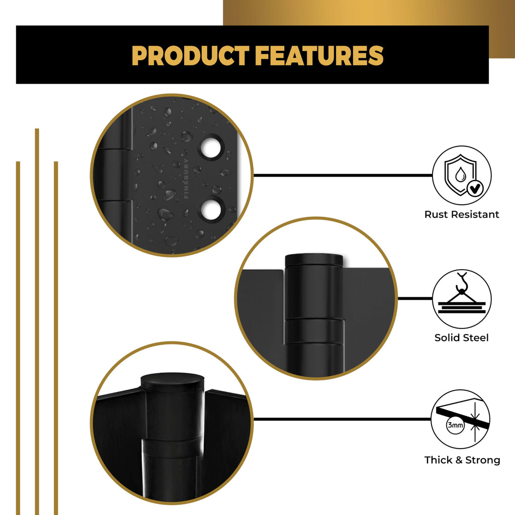 Door Hinge Ball Bearing 4 x 4 Inches Solid 304 Steel Durable Heavy Duty Machined NRP Architectural Grade Mortise